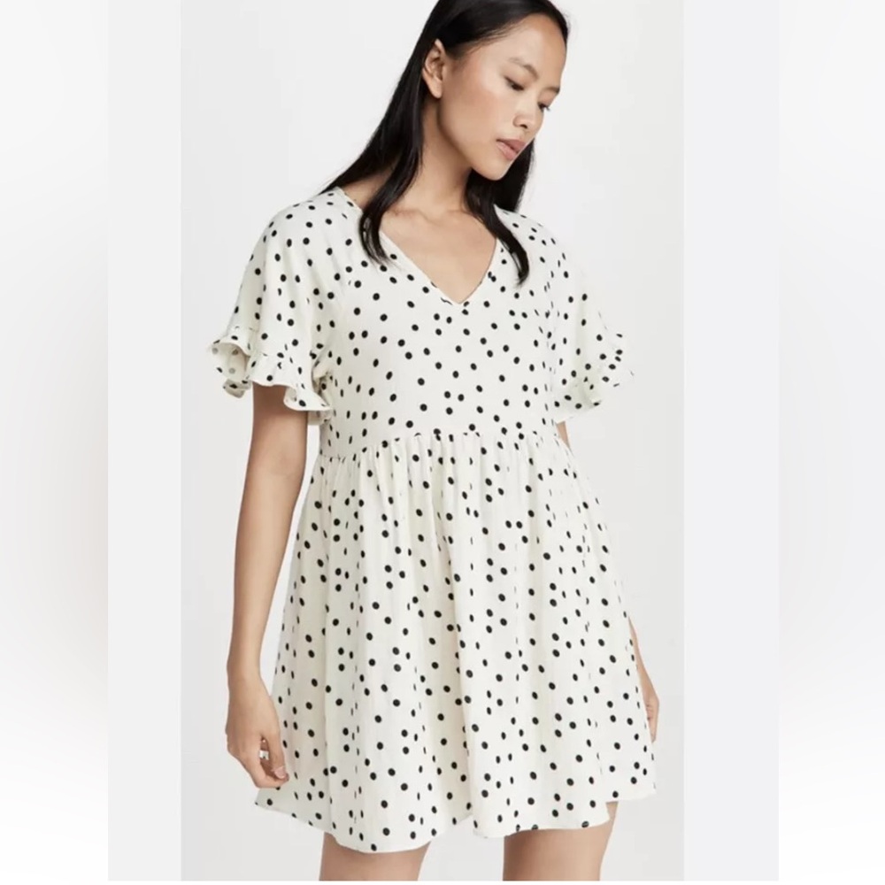 Madewell Lightspun Ruffle-Sleeve Babydoll Dress in Dot Toss Women’s M